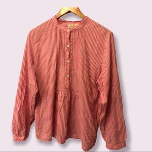 Size XL LL Bean pink and white striped blouse